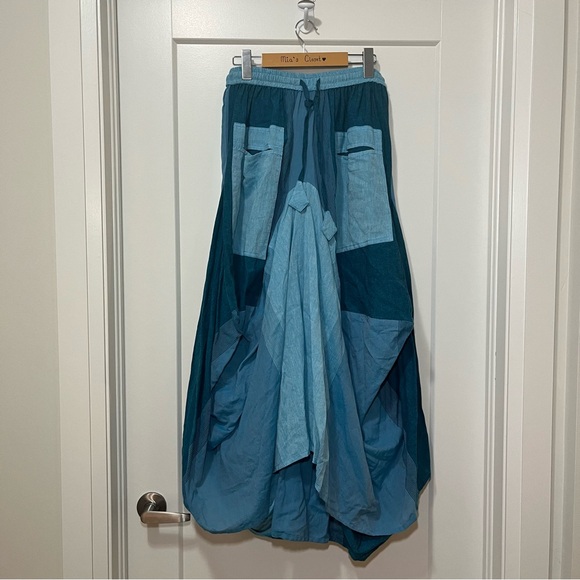 ARK IMPORT - High-Low Boho Skirt - Turquoise Blue - Women’s M/L - Picture 7 of 9